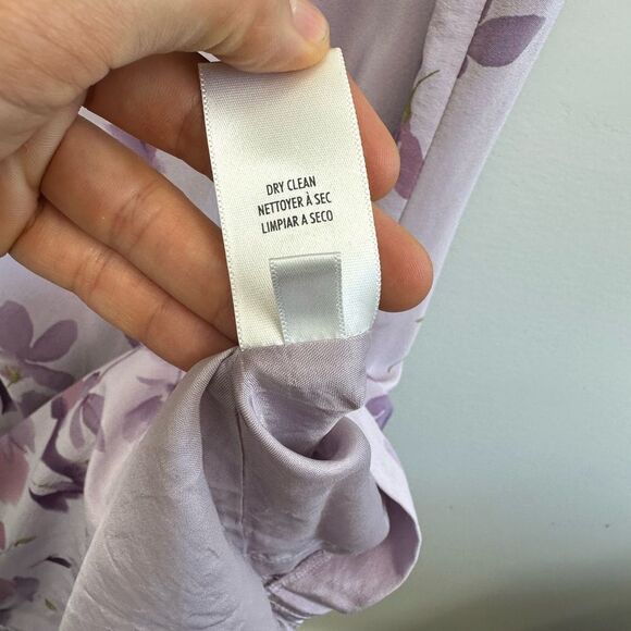 Vintage 90’s 100% Silk Purple Floral Square Neck Sleeveless Short Dress Size S - Picture 6 of 7